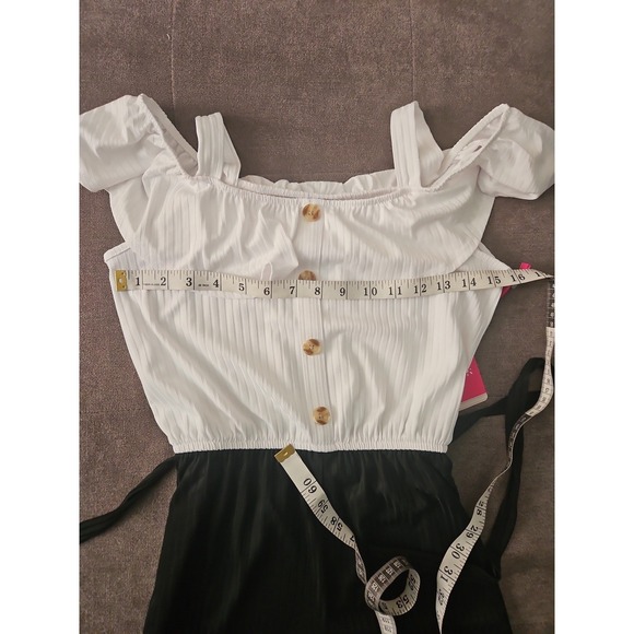 NWT Justice Girls Cold Shoulder Ruffle Rompers - Boho Tribal Print & Classic B/W - Picture 11 of 12